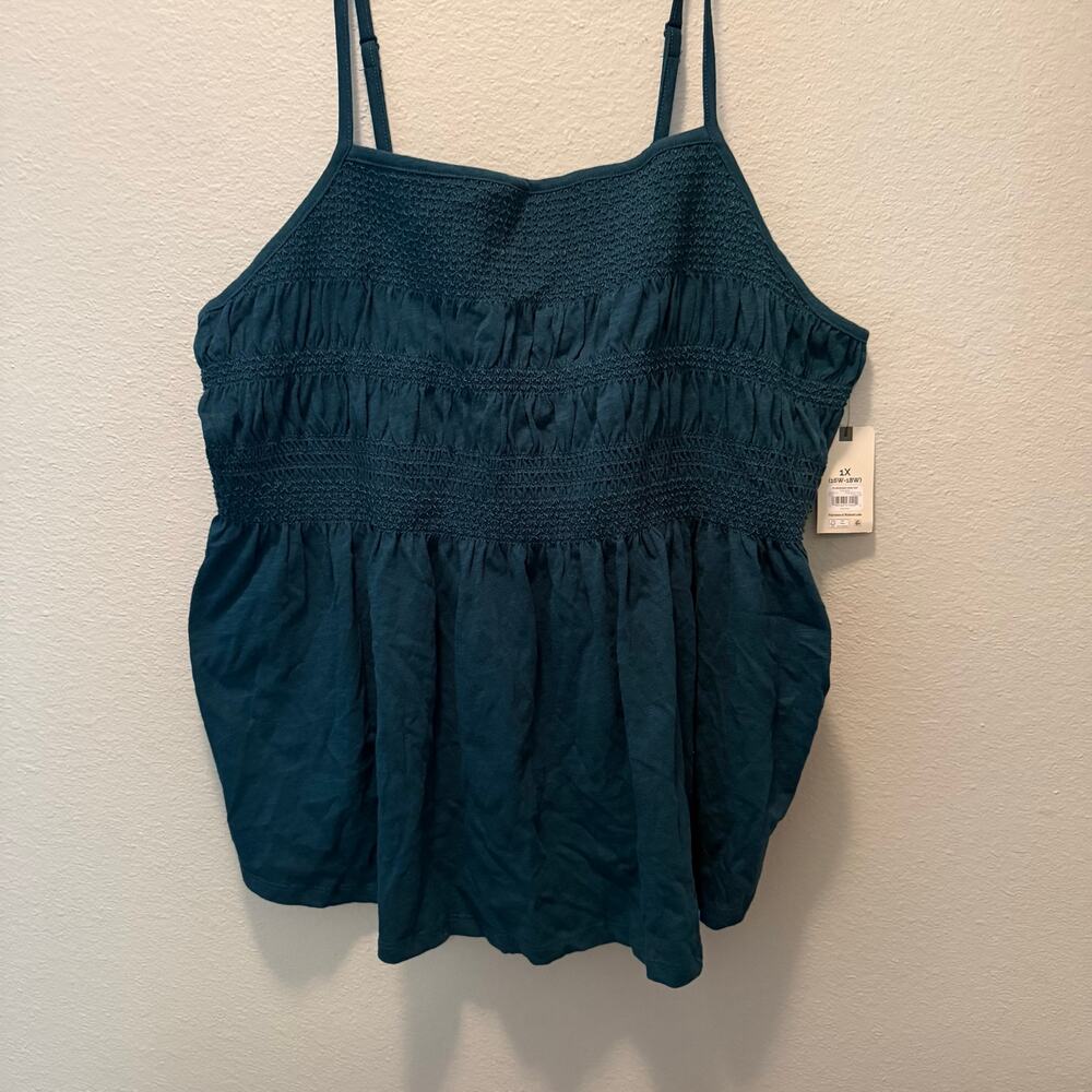 Terra & sky 1x plus size smocked tank top